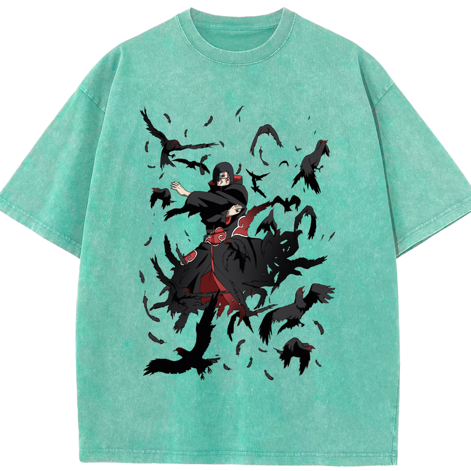 （画像用） NARUTO -ナルト- うちは イタチ Uchiha Itachi 綿100% ヴィンテージ風 半袖Tシャツ（フロントプリント）